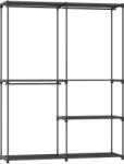 HOMCOM Dulap de Haine cu 2 Bare și 4 Rafturi, din Material Non-Țesut, Plastic și Oțel, 142x43x185 cm, Negru | Aosom Romania (850-360V00BK) Garderoba