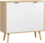 HOMCOM Dulap Modern HOMCOM cu Rafturi Reglabile, Design Anti-Inclinare, Mult Spațiu de Depozitare, PAL, Natural și Alb, 77x35x77, 5cm | Aosom Romania (838-155) Comoda
