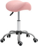 HomCom Taburet pe roți, scaun de lucru cu înălțime reglabilă 49-61 cm și șa ergonomică, 52x53x49-61cm, roz | Aosom Romania (503-020V00PK)