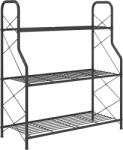 Outsunny Suport pentru Plante Vertical cu 3 Niveluri, cu Suporturi Laterale în X, Suport Ghivece cu Mânere Integrate din Metal pentru Interior și Exterior, 69x28.5x78 cm, Negru | Aosom Romania (84H-531V00BK)