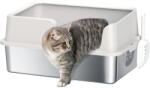 PawHut Litieră Inox, Bord Detasabil, Antimiros | Aosom Romania (D31-130V00LG)