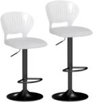 HOMCOM Set de 2 taburete de bar rotative 360°, reglabile 84-105 cm, spătar gol, suport picioare, alb | Aosom Romania (83A-422V00WT)