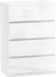 HOMCOM Comodă Modernă cu 4 Sertare Anti-Răsturnare, Comodă din Pal Melaminat, 55x33x80 cm, Alb Lucios | Aosom Romania (831-337V88WT) Comoda