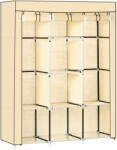 HOMCOM Dulap Portabil din Stofă cu 8 Rafturi și 2 Bare, Organizator Haine cu Ușă Rulantă, 125x43x162.5 cm, Bej | Aosom Romania (850-211V00BG) Garderoba