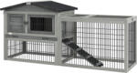 PawHut Cuib Exterior din Lemn de Brad cu Rampă, Acoperiș Rabatabil Impermeabil, Sertar Detașabil, Cuib pentru Iepuri, Animale Mici, Gri Deschis | Aosom Romania (D51-122V01GY)