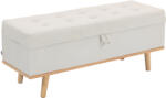 HOMCOM Taburet depozitare 80L, material textil, picioare lemn, 118x42x45 cm, crem | Aosom Romania (838-599V00CW)