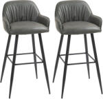 HOMCOM Set 2 Scaune de Bar din Piele Ecologică PU, Scaune Înalte cu Suport pentru Picioare, 52x53x99 cm, Gri Închis | Aosom Romania (83A-184V00CG)