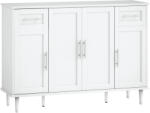HOMCOM Mobilier de Sufragerie, Credență cu 2 Sertare și 3 Dulapuri cu Rafturi Reglabile, Comodă cu Picioare din Pin pentru Sala de Mese și Bucătărie, 120x38x86 cm, Alb | Aosom Romania (838-590V00WT)