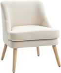 HOMCOM Fotoliu Scandinav Fotoliu confortabil pentru salon Fotoliu pentru dormitor Picioare din lemn masiv captuseala din material de in bej | Aosom Romania (839-316CW)