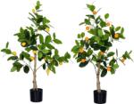HOMCOM Set de 2 Plante Artificiale Decorative Lamai si Portocal In Ghiveci, Plante Artificiale pentru Decor Interior Exterior, 120cm | Aosom Romania (830-803V01GN)