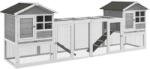 PawHut Adapost Lemn Iepuri Exterior 2 Custi Zona Deschisa Imprejmuita Usi Rampe 259x64x92 cm Gri | Aosom Romania (D51-301V02GY)