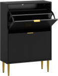 HomCom Dulap pentru pantofi 12 perechi cu 2 sertare rabatabile, uși canelate și rafturi reglabile, 60x24x91, 5cm, negru | Aosom Romania (837-601V00BK) Pantofar