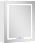 HomCom Dulap Baie cu Oglindă și LED, 50x15x60 cm, Anti-Aburire, Rafturi Reglabile, 3 Temperatură de Lumină, Dulap Suspendat din MDF, Alb | Aosom Romania (834-911V90WT)