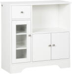 HOMCOM Credență Bufet cu Compartiment Deschis, Sertar, 3 Rafturi și Dulap cu 2 Uși, din Lemn, 80x30x82 cm, Alb | Aosom Romania (835-692V00WT) Bufet