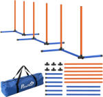 PawHut Set Agility pentru câini, 3 piese echipament Agility cu stâlpi de slalom, geantă de transport, set de antrenament pentru toate mărimile de câini, Portocaliu | Aosom Romania (D07-067V00OG)