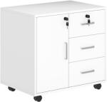 HOMCOM Dulap de Birou cu 3 Sertare și Dulăpior cu 3 Rafturi Reglabile, Sertar pentru Documente, 60x40x56 cm, Alb | Aosom Romania (838-494V00WT) Comoda