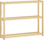 HomCom Etajeră de Baie cu 3 Rafturi Reglabile pe 5 Nivele, Dulap de Depozitare din Bambus, 60x15x50 cm, Lemn Natural | Aosom Romania (834-766V00ND)