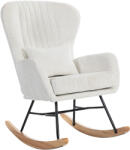 HOMCOM Fotoliu balansoar, rocking chair cu pernă, șezut căptușit, spătar înalt, 67 x 88 x 104 cm, alb | Aosom Romania (83B-610V00WT) Balansoar
