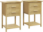 HOMCOM Noptiere, 2 piese, cu 2 Sertare și Poliță de Jos în Stil Nordic, Noptiere Moderne din Bambus, 40x34x60 cm, Lemn Natural | Aosom Romania (831-742V00ND)