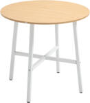 HomCom Masă de sufragerie, stil industrial, design rotunjit, stabilă până la 60 kg, Ø80 x 76H cm, lemn natural/Alb | Aosom Romania (835-935V00ND)