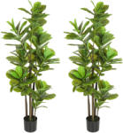 HOMCOM Set de 2 plante artificiale de interior 150 cm, plantă falsă ficus lyre cu ghiveci din ciment, verde | Aosom Romania (830-804V03GN)