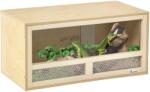 PawHut Terariu din Lemn pentru Reptile cu Uși Glisante din Sticlă și Panouri din Plasă, 60x29.5x29.5 cm, Lemn Natural | Aosom Romania (D40-028V00ND)