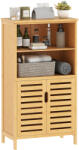 Kleankin Mobile Bagno in Bambù, Mobiletto Bagno Salvaspazio con 2 Ante a Persiana e Ripiani Aperti, Armadietto da Terra per Sala da Pranzo, Salotto, Soggiorno, Cucina, 50x29x92 cm, Color Legno | Aosom Romania 