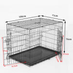 PawHut Gabbia Trasportino in Acciaio per Animali Pieghevole, Nero, 106×71×76cm (D00-024)
