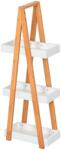 Kleankin Raft Baie cu 3 Rafturi din MDF și Bambus, Dulap Baie, 30x18x81 cm, Lemn | Aosom Romania (834-100V01WT)