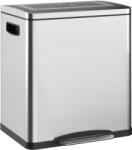 HomCom Coș de Gunoi cu 2 Secțiuni de 15L cu Pedală și Capac cu Închidere Lină, 40x34, 8x47, 5 cm, Argintiu | Aosom Romania (851-038V00SR) Cos de gunoi