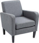 HOMCOM Fotoliu de o persoana, Fotoliu de relaxare, Fotoliu capitonat cu picioare din lemn, Material textil aspect de in, 66 x 72 x 74 cm, Gri deschis | Aosom Romania (839-001)