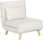 HOMCOM Fotoliu Pat Individual 2 în 1 cu Spătar Reglabil pe 6 Nivele și Pernă, Canapea Pat Individuală, 72x78x79 cm, Bej | Aosom Romania (839-875V00CW)