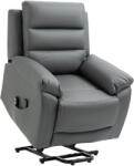HOMCOM Fotoliu cu inclinare electric, din piele PU, cu masaj cu vibratii, buzunare laterale, gri HOMCOM | Aosom Romania (713-095V90GY)