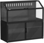 PawHut Cușcă Hamster 2-în-1 cu Dulap de Depozitare pentru Rozătoare Hamster Sirian și Șoareci Oțel și Acrilic Negru | Aosom Romania (D51-541V00BK)
