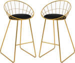 HOMCOM Set 2 Scaune Bar Înalte, Design Modern, Pernă Catifea, Poliester și Metal, Negru și Auriu, Confortabil | Aosom Romania (835-431)
