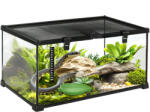 PawHut Terariu Înălțat pentru Reptile cu Încuietoare și Ușă pentru Hrănire, 50x30x25 cm, Negru | Aosom Romania (D40-015V01)