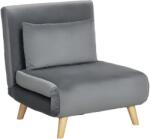 HOMCOM Fotoliu 2 în 1, Fotoliu de Relaxare, Pat de Oaspeți, 72 cm x 78 cm x 79 cm, Gri | Aosom Romania (839-875V00GY)