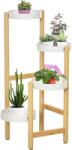 Outsunny Suport pentru Plante cu 4 Rafturi din Bambus și Metal, 28x28x80 cm, Alb | Aosom Romania (845-833V00WT)