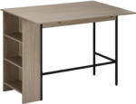 HOMCOM Insulă centrală masă de bar cu masă rabatabilă și 3 rafturi 120 x 76 x 91, 4 cm gri deschis | Aosom Romania (835-785V00LG)