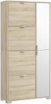HomCom Etajeră pentru Pantofi cu Oglindă, 4 Sertare Rabatabile și 2 Dulapuri, 82x30x168 cm, Culoare Stejar | Aosom Romania (837-488V00AK) Pantofar