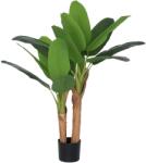 HOMCOM Plantă Artificială de Bananier cu Ghiveci, 2 Trunchiuri și 15 Frunze, Ø17x120 cm, Verde | Aosom Romania (830-941V00GN)