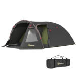 Outsunny Cort de camping familial pentru 2-4 persoane, cort tunel impermeabil 3000 mm 3 uși, 3, 6 x 2, 5 x 1, 3 m, negru | Aosom Romania (A20-466V00BK) Cort