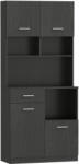 HOMCOM Dulap de bucătărie, bufet cu sertar, uși Soft-Close, 80 x 35 x 180 cm, Negru | Aosom Romania (83A-204V90BK)