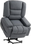 HOMCOM Scaun Rabatabil, Canapea cu Masaj prin Vibrații și Căldură, Scaun de Ridicare cu Telecomandă, 97x90x102 cm, Gri (713-168V91GY)