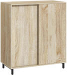 HomCom Dulap pentru Pantofi pe 4 Niveluri din PAL și Oțel cu Ușă Glisantă și Rafturi Reglabile, 80x40x93 cm, Lemn Natural | Aosom Romania (837-426V00ND) Pantofar