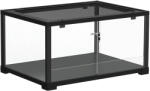PawHut Terariu pentru Reptile Rialzato 60x45x32 cm cu Dublă Serratura, Ușă pentru Alimentare, Ventilație și Vizualizare a 360°, Rettilario cu Plasă Metalică pentru Șopârle, Păianjeni, Gecko, Șerpi, Negru | A