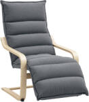 HOMCOM Fotoliu Ergonomic Lemn și Catifea Suport pentru Picioare Reglabil Gri Închis | Aosom Romania (83B-278V00CG)