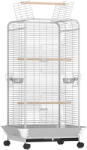 PawHut Cușcă pentru Papagali cu Ruedas Perches Hrănitori și Tavă Detașabilă Pajarera pentru Cacatúas Cotorras 79x73x146cm Gri Deschis | Aosom Romania (D10-101V00LG)