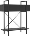 Outsunny Suport plante interior 2 niveluri, suport pentru plante cu orificii de drenaj, tavă superioară, metal, 60 x 25 x 70 cm negru | Aosom Romania (84H-148V00BK)