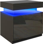 HOMCOM Masă de noapte neagră cu lumină LED, Front lucios cu 2 sertare, pentru Sufragerie, Dormitor | Aosom Romania (831-651V81BK)